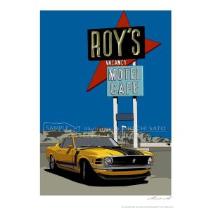 イラストポスター「フロリダの海岸線とオープンカー」 A4サイズ