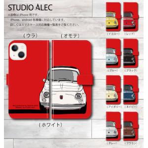 フィアット500（チンクェチェント）  クルマのイラスト・手帳型スマホケース 　iPhone&amp;Android各機種対応！　9色バリエーション