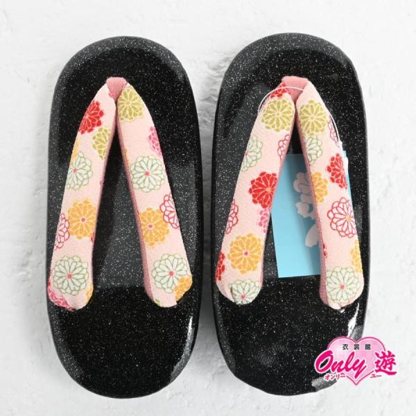 【在庫処分品】【少々難有り】子供ウレタン草履/08-BN/22cm/草履/菊/おしゃれ/黒台/鼻緒薄...