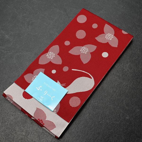 【バーゲン品】ゆかた帯/17KZ100120/ふりーく/猫/リバーシブルゆかた帯/浴衣帯/卒業式袴/...