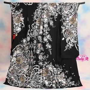 振袖5点フルセット　❗️大特価セール　ユッキ❗️ モード 黒 牡丹柄 ゆうちゃみ振袖 個性派 ヴィンテージモード