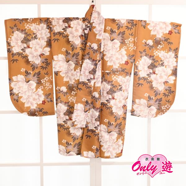 【新作】80/袴用二尺袖/22-475TY/Misayama/からし地に芍薬/Lサイズ/小振袖/二尺...