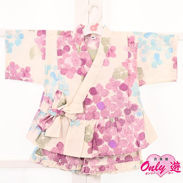 醍【新作】子供用甚平/2442-1536/J-1/Misayama/生成り地に紫陽花/90cm/綿1...