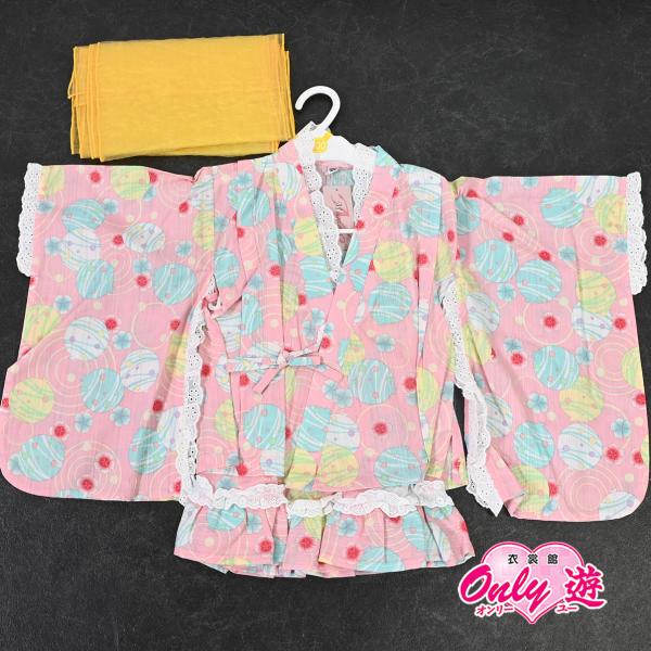 大/子供ドレス浴衣3点セット/2462-1063/A2/Misayama/ゆかたドレス/水風船/薄ピ...