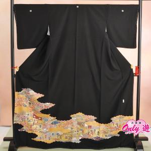 本加賀友禅 黒留袖 白坂幸蔵 梅に貝桶文様 正絹 袷 広衿 比翼付 落款入