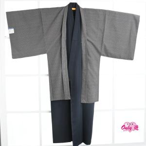 阿波正藍 しじら織 伝統工芸品 ユニセックス 着尺 反物 黒灰縞 ok-11