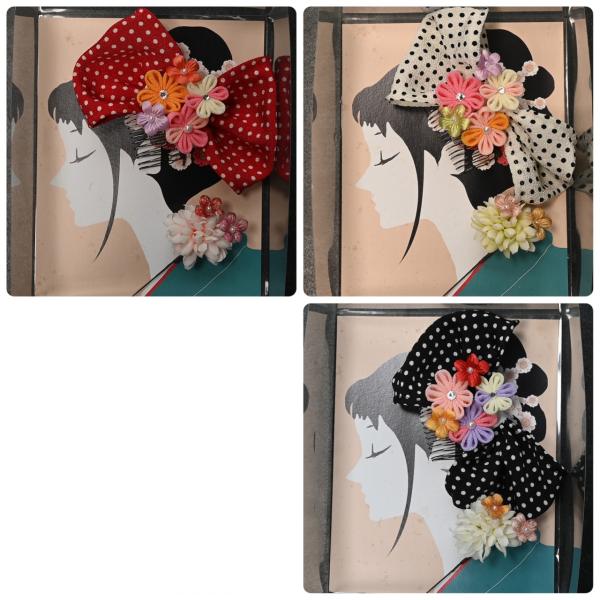 【激安】【在庫処分品】【少々難有り】髪飾り/703-098/コーム/Uピン/リボン/水玉/かわいい/...