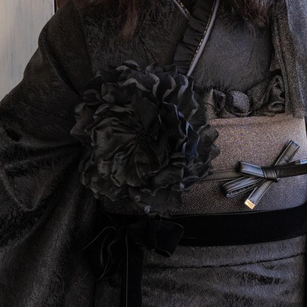 80RF80100【新作】フラワーコサージュ/飾り花/髪飾り/帯飾り/RS-21/ラフィネモカ/ブラ...