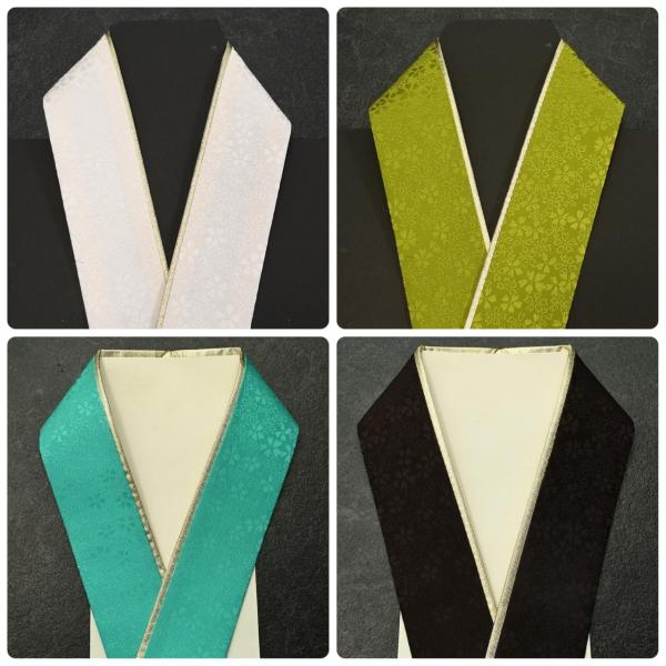 81NK15010【在庫処分品】【少々難有り】リバーシブル重ね衿/裏金/満開の桜/緑/ダークブラウン...