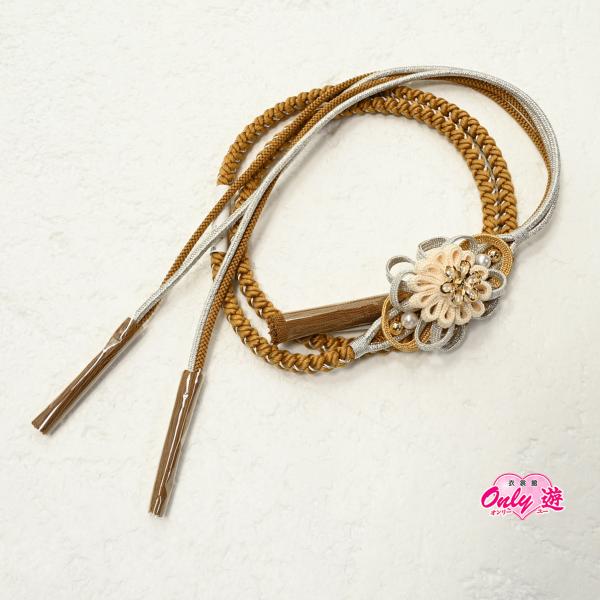 82BN80196/帯締め/振袖用帯〆/和つう/翠嵐工房/華紐ボタン金パーツ/正絹/四本バラ/組紐/...