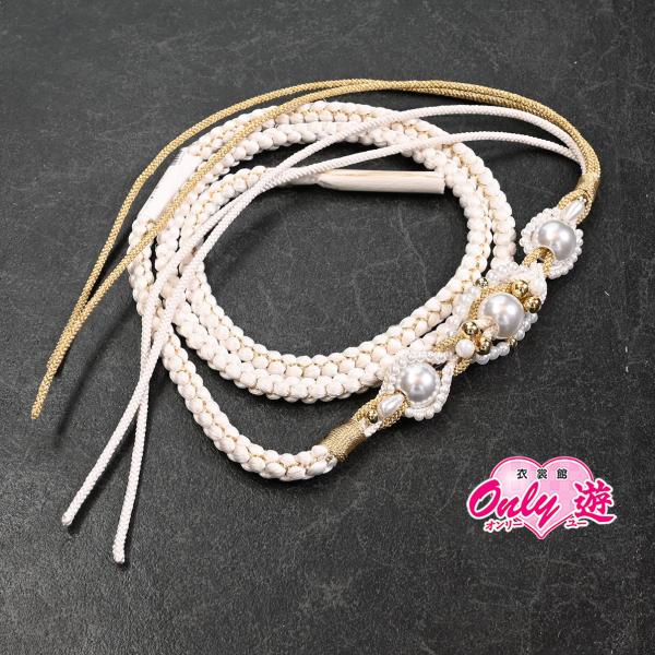 82DR45066【最新作】帯締め/振袖用帯〆/パール/D12/パール/2色四本バラ/組紐/手組み/...