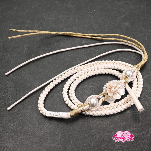 ネ/82DR45066【最新作】帯締め/振袖用帯〆/パール/D11/白/2色四本バラ/組紐/手組み/...