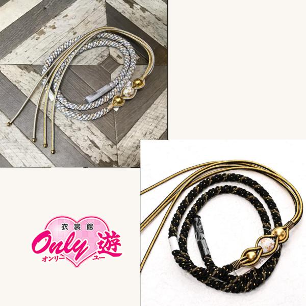 82NB60090/帯締め/振袖用帯〆/転写玉白/金2P/四本バラ/正絹/並尺/M寸/組紐/手組み/...