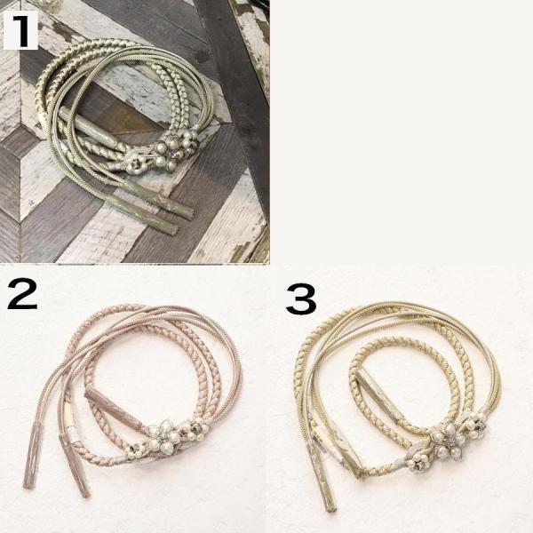 82NB80120【新作】帯締め/翠嵐工房/雪華/銀/2色四本バラ/振袖用帯〆/正絹/丸組/丸打ち/...