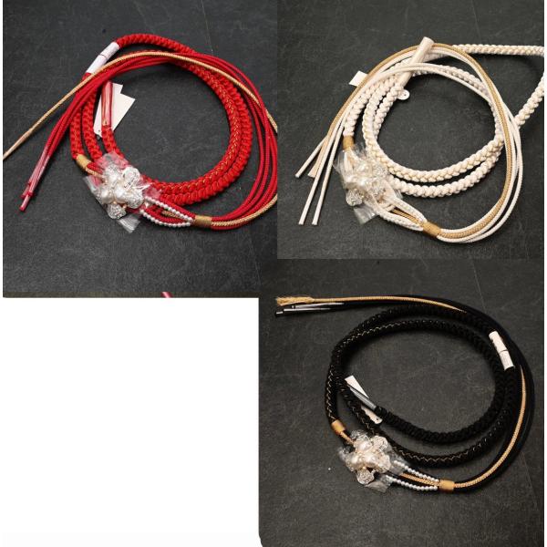 82NK60066【在庫処分品】【少々難有り】帯締め/振袖用帯〆/ビジュー/2色四本バラ/組紐/手組...