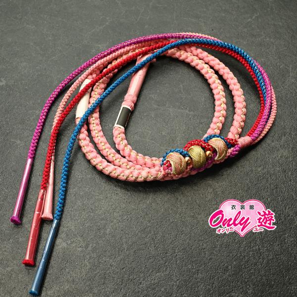 醍/82RF48010/帯締め/振袖用帯〆/三連小田巻き/正絹/二色四本バラ/手組み/丸組/丸打ち/...