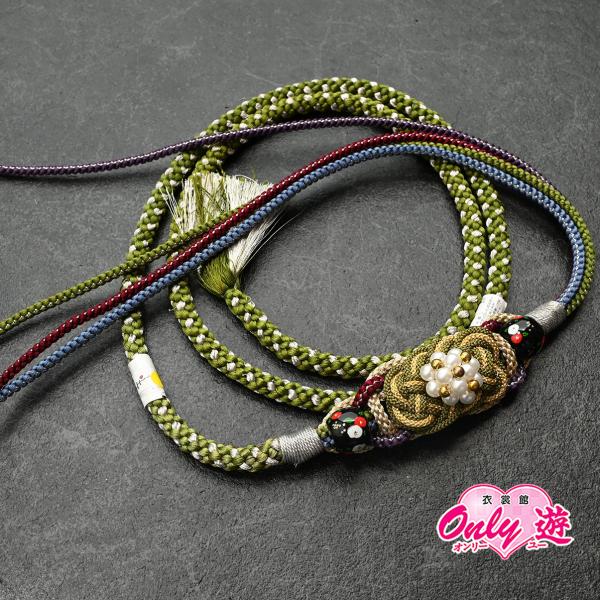 宇/82RF48020/帯締め/振袖用帯〆/小田巻き/亀結び/パール/正絹/二色四本バラ/手組み/丸...