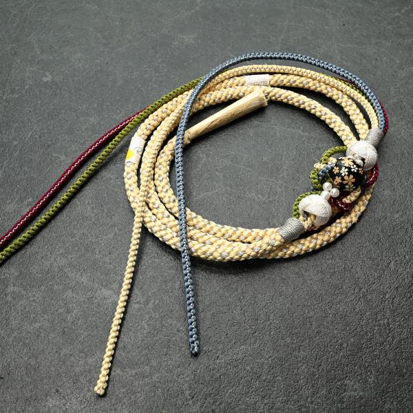 ネ/82RF48020/帯締め/振袖用帯〆/小田巻とんぼ玉/正絹/二色四本バラ/手組み/丸組/丸打ち...