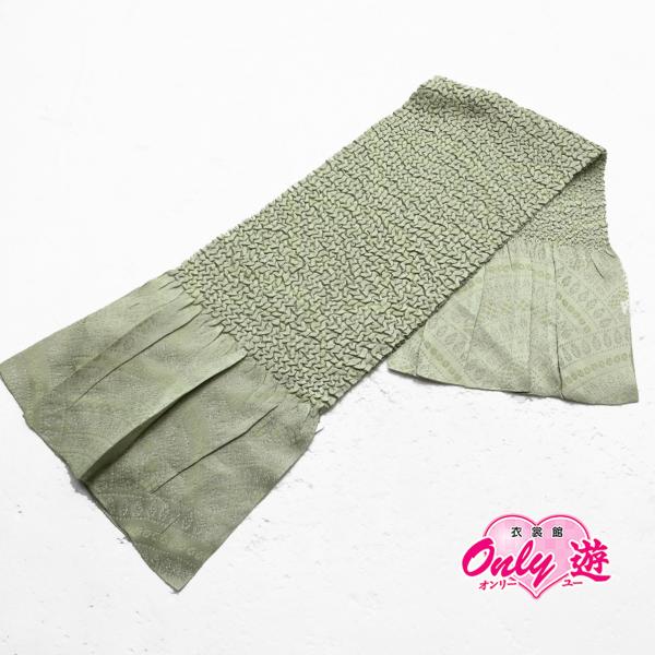 83BN40070/帯揚げ/ポリ縮み帯揚/おりびと/振袖用/パールグリーン/ポリエステル