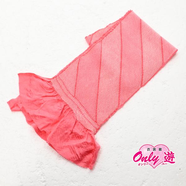 83BN75076【在庫処分品】帯揚げ/絞り帯揚/斜めライン/正絹/振袖用/絞り/ピンク