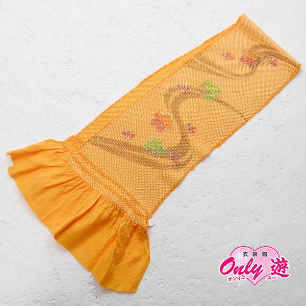 83BN75076【在庫処分品】帯揚げ/金彩絞り帯揚/梅/正絹/振袖用/絞り/山吹色