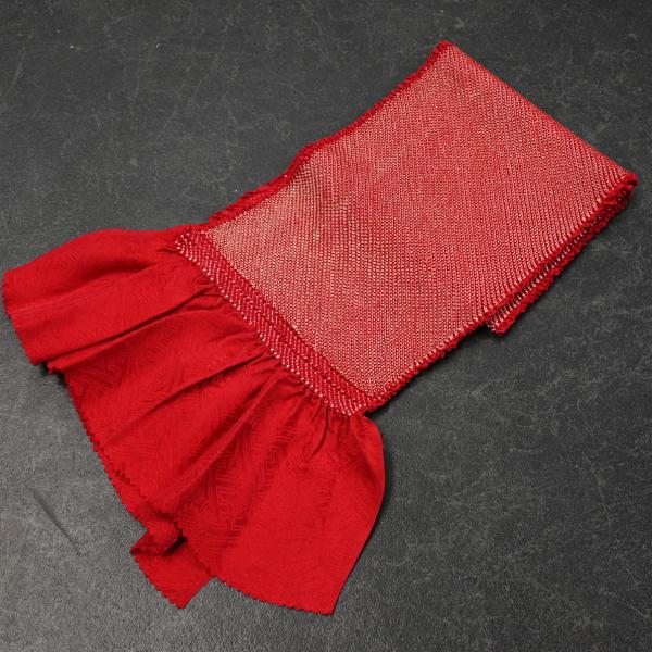 83DR60096【新色】帯揚げ/金彩絞り帯揚/正絹/振袖用/絞り/鹿の子/深紅/金/