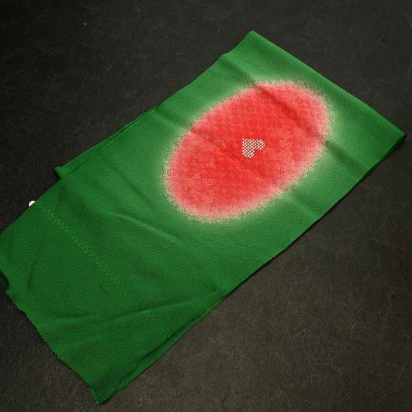 【激安】83NK40010【在庫処分品】【少々難有り】帯揚げ/縮緬帯揚/友禅/グリーン/正絹/振袖用