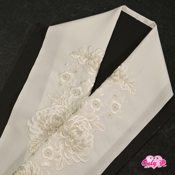 京/91DR30020半襟/刺繍半衿/DA004-3/乱菊/白/銀/刺繍/振袖用/日本製