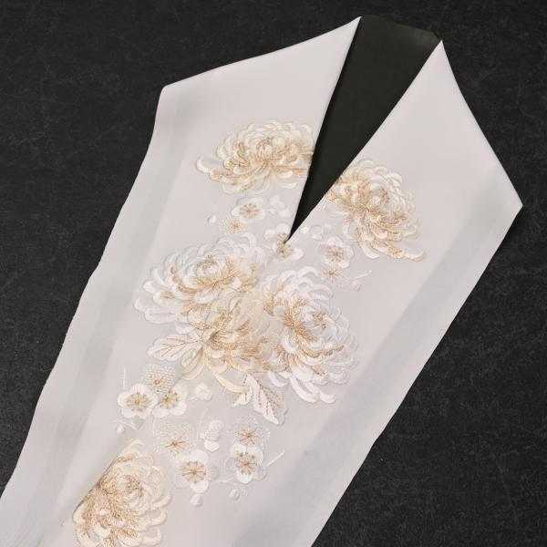 【最新作】91DR30044/半襟/刺繍半衿/DA004/振袖用/刺繍/白金/日本製