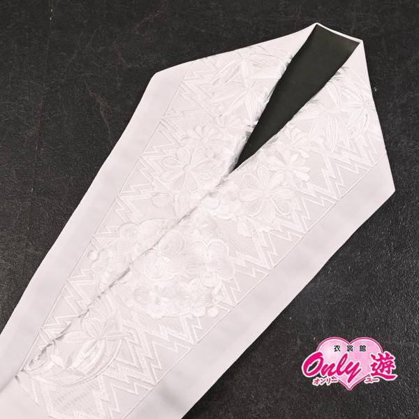 91KZ40050【最新作】半襟/刺繍半衿/四君子/姫衣/振袖用/刺繍/ポリエステル/白/日本製