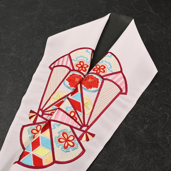 91NK40060【在庫処分品】【少々難有り】半襟/刺繍半衿/MC383/刺繍/振袖用/正絹/白