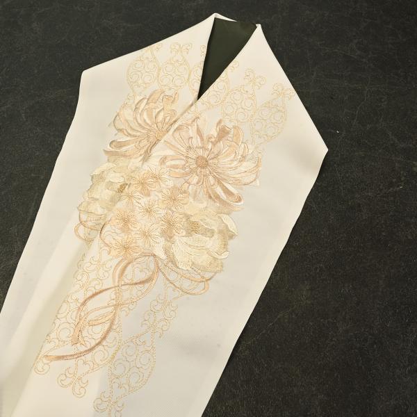 91NK35056【在庫処分品】【少々難有り】半襟/刺繍半衿/Silelly/シルエリー/菊インテリ...