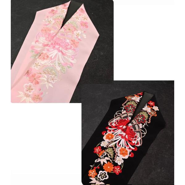 91NK35056【在庫処分品】【少々難有り】半襟/刺繍半衿/Silelly/シルエリー/乱菊と松竹...