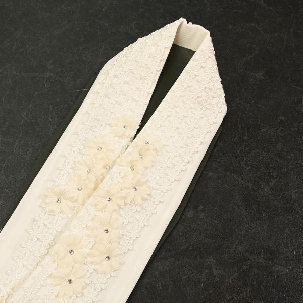 91NK60060【在庫処分品】【少々難有り】半襟/立体花付き仕立衿/No,109/IKKO/レース...