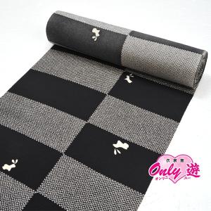 正絹 小紋 反物 【パープル 紫 花文つなぎ】丹後ちりめん 着尺 未