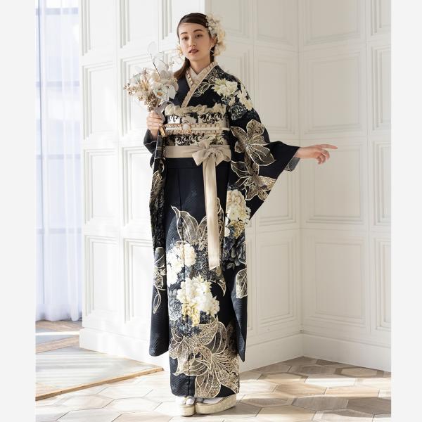 【最新作】お誂え付き振袖フルセット/RF-51/ラフィネモカ/ブラックヴィンテージ/購入/振袖/ブラ...