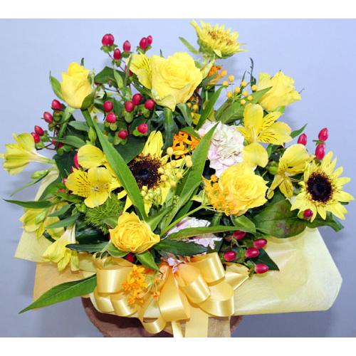 生花アレンジ　ビタミンカラーのドーム型【地域限定送料無料】