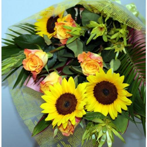 生花 花束  バラとヒマワリの花束【地域限定送料無料】