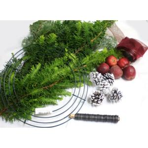 黄金ヒバと姫リンゴのクリスマスリースキット　659　切花　クリスマスリース　資材　生花