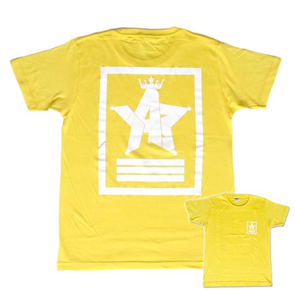 Tシャツ ロゴ カットソー 半袖 イエロー 130〜XXL デザイン プリント オリジナル メール便...