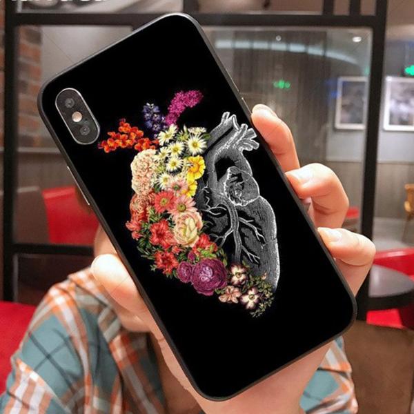 携帯ケース 心臓  人体 骨 ソフトケース iPhone8 iPhone7 スマホ 携帯