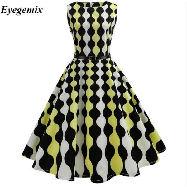 プラスサイズ5060ローブヴィンテージドレスレトロピンアップスイングポルカロカビリープリントドレス新...