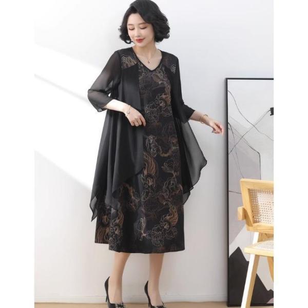 ワンピースドレス 50代 60代 パーティードレス 結婚式 お呼ばれドレス 50代 大きいサイズ 3...