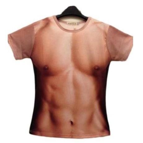 男女兼用Tシャツ 女の裸 リアル Tシャツ おもしろプリント 立体男の裸 マッチョ ハロウィン 余興...