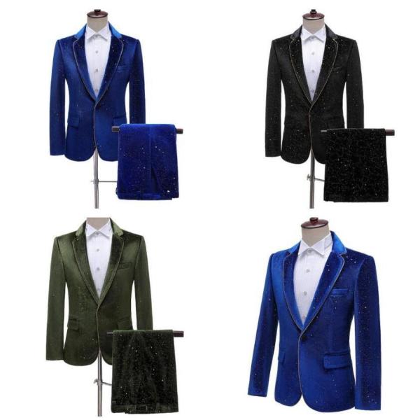 ステージ演出服 ダンスウェア メンズ スーツ 2点上下セットアップ ジャケット パンツ 結婚式 司会...