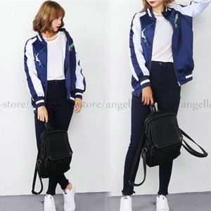 スカジャン レディース ジャケット バイカラー ラグランスリーブ