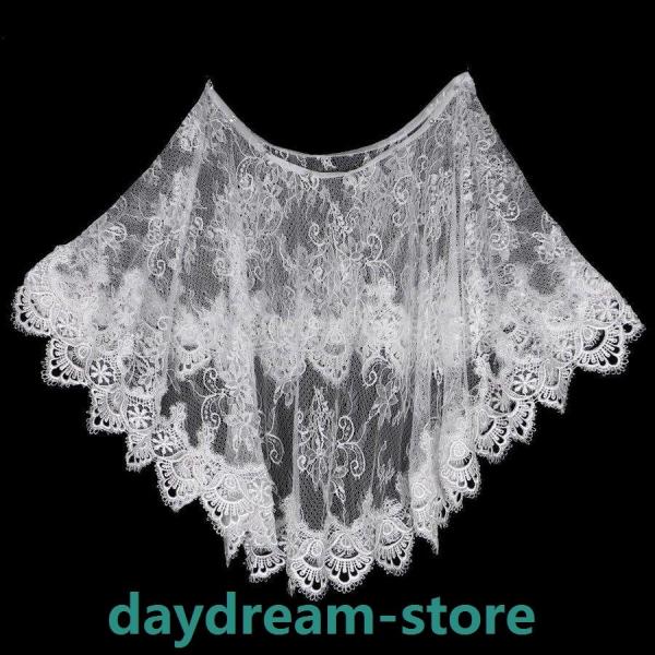ホワイト ブライダル ショール レース フラワー ウェディング ストール ケープ