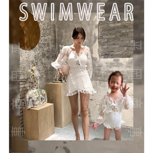 水着 レディース モノキニ ワンピース レース 透け 露出控えめ フリル 巻きスカート風 リボン お...