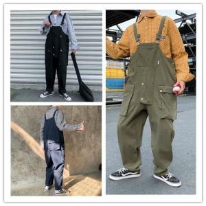 オーバーオール メンズ サロペット ゆとり 無地 ワークパンツ