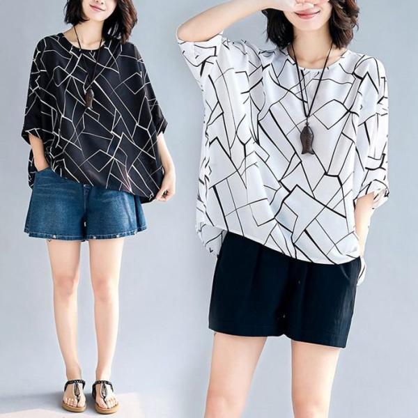 プレヤーブラウス 5分袖ブラウストップス プルオーバー レディース Aライン 春 夏 秋 体型カバー...